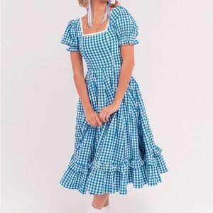 JessaKae Dorothy plus dress- Blue Gingham Puff Sleeve Dress